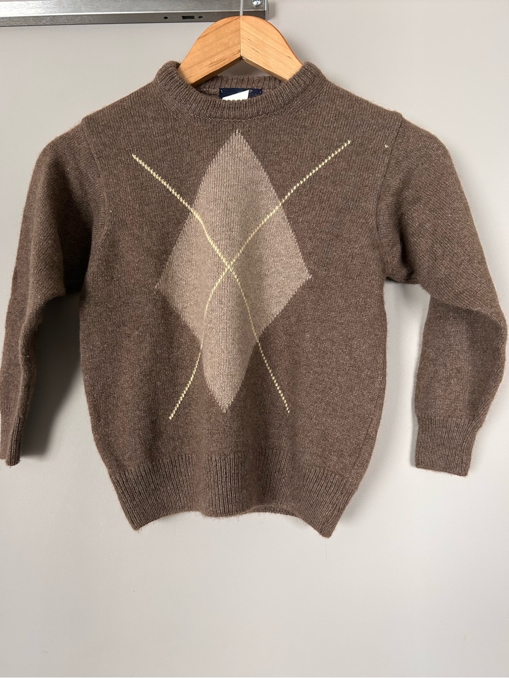 Barnum Italy 100% cashmere kids argyle sweater, 6Y